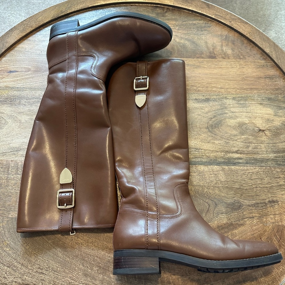Coach Easton dark saddle boots GUC size 8